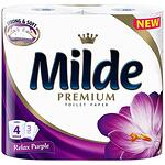 Тоалетна хартия MILDE Premium Purple Relax 100% цел. 3 пл. 4 бр.