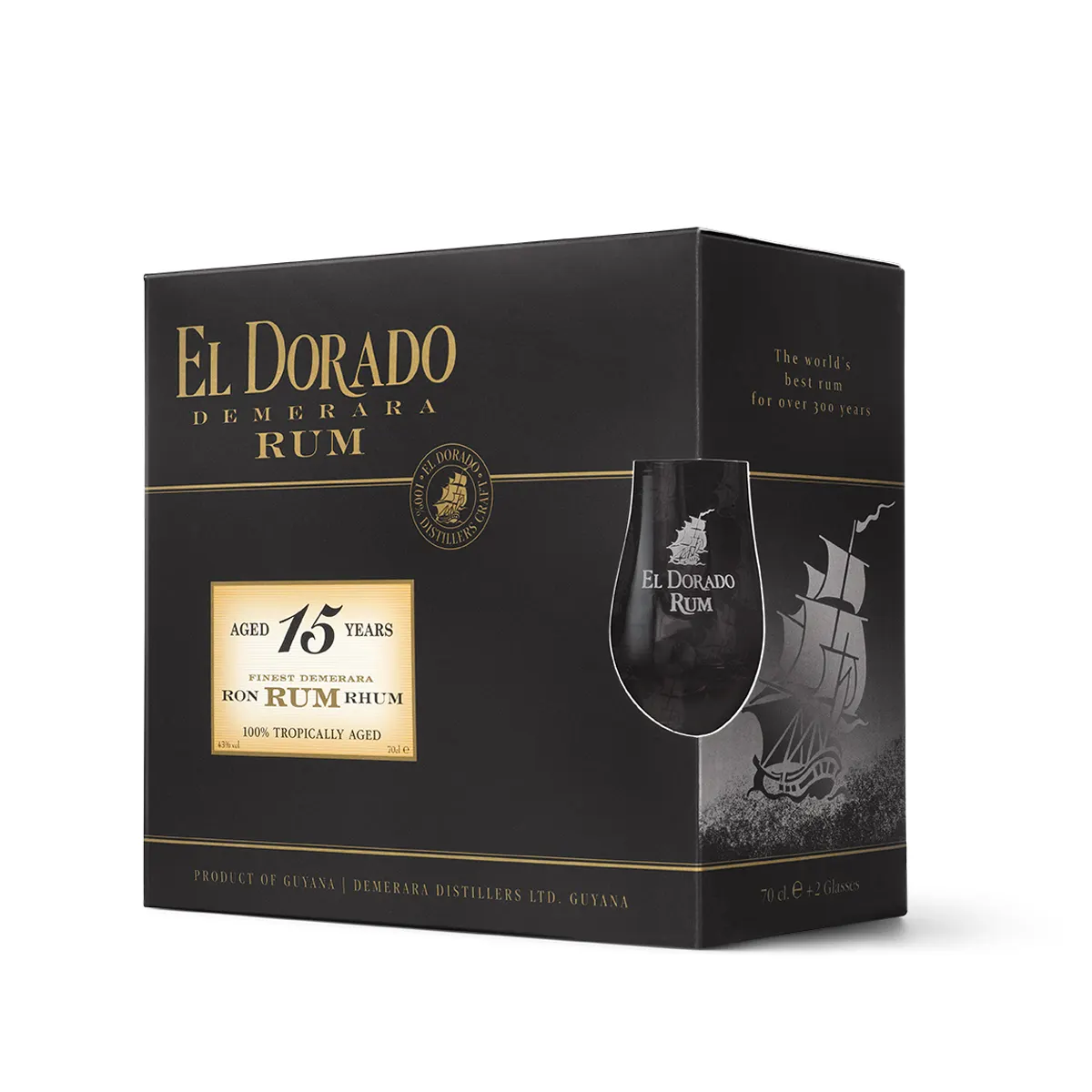 Ром El Dorado 15 Y.O. 700ml. с две чаши