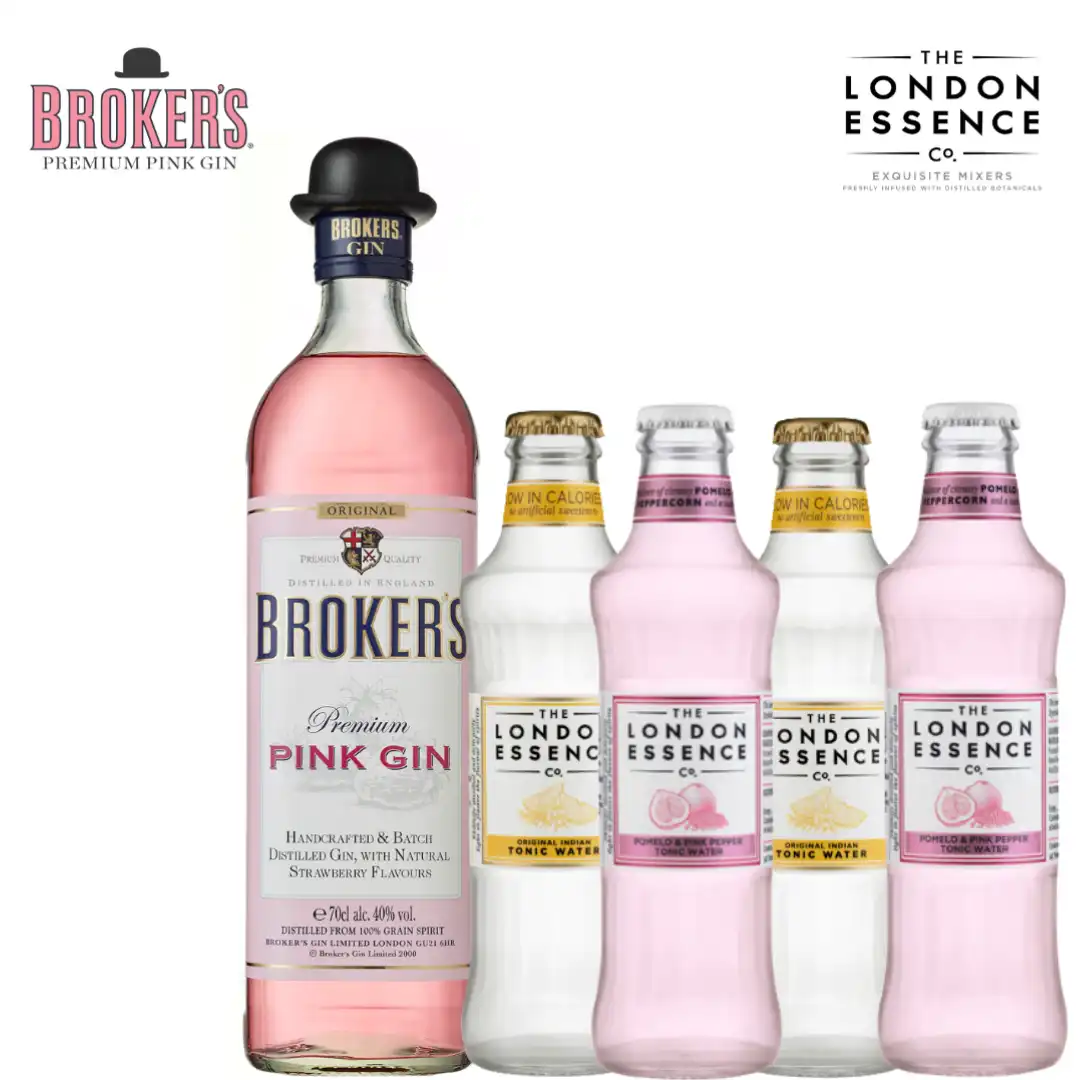 Джин Broker's Pink 700ml. в пакет с 4 тоника London Essence