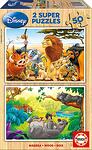 Дървен пъзел Educa Disney Animals, 2x50 части