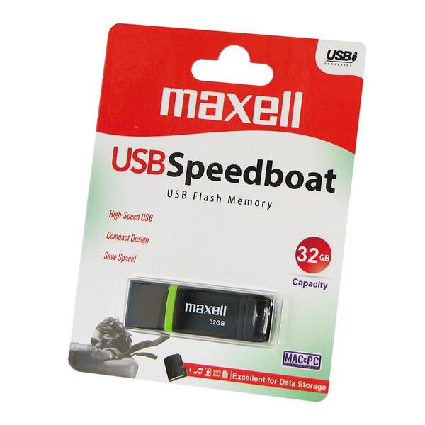 USB памет MAXELL Speedboat, USB 2.0, 32GB, Черен USB памет MAXELL Speedboat, USB 2.0, 32GB, Черен