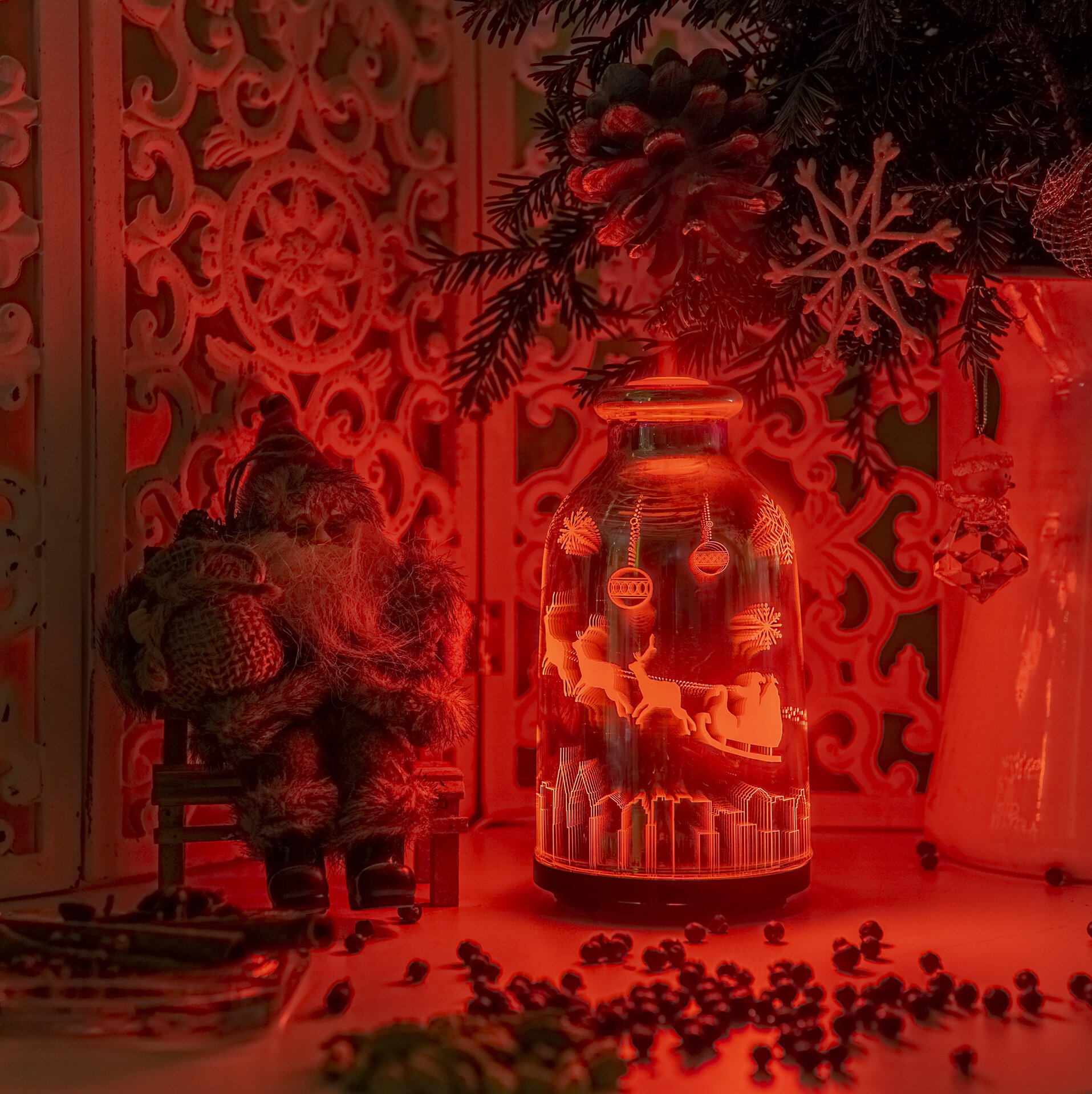 Арома Дифузер Мохана стъкло 3D ефект Дядо Коледа