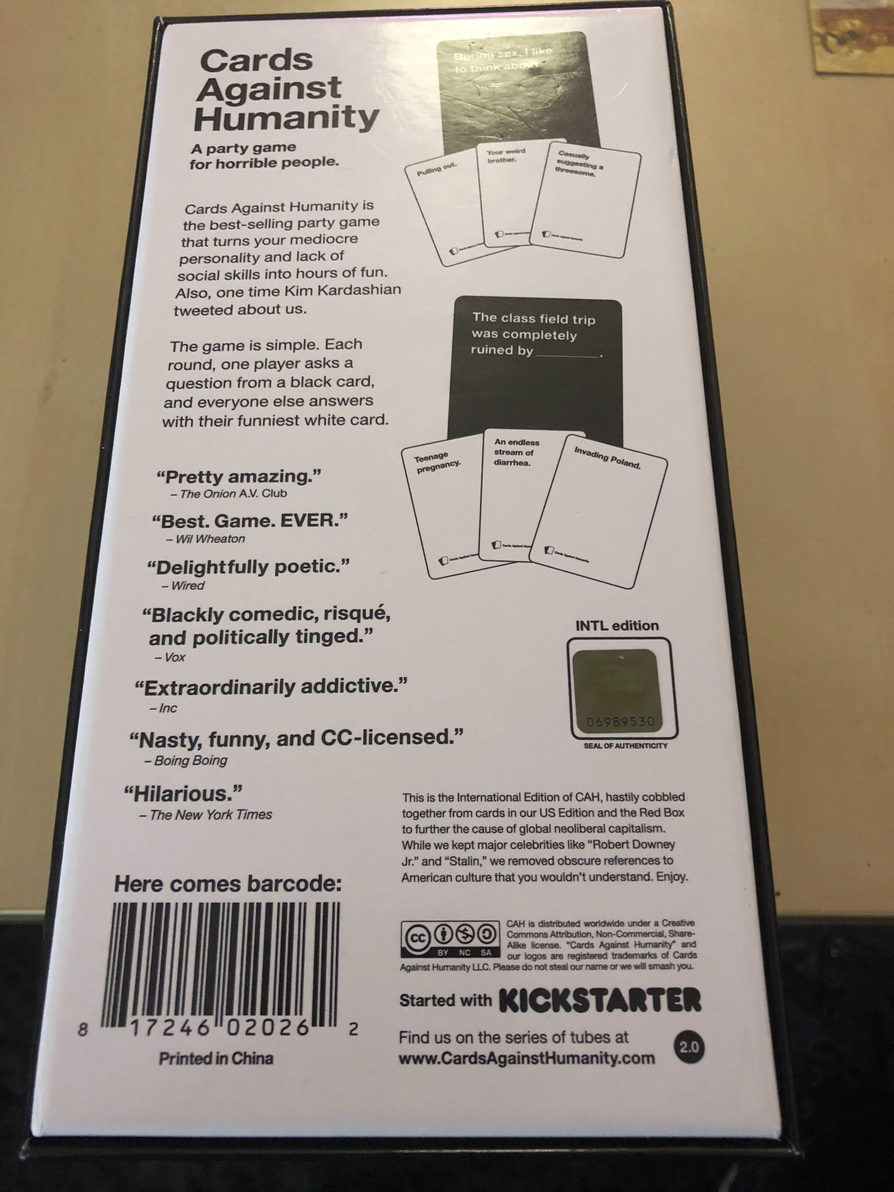 Cards Against Humanity 2.0 INTL (International Edition)
