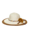 Дамска лятна шапка с цвете кафява
