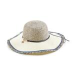 Лятна дамска шапка VERDE - екрю, бохо стил с декорация