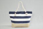 Текстилна плажна чанта - едро рае синьо и екрю