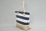 Текстилна плажна чанта - едро рае синьо и екрю