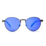 Сини слънчеви очила - овални, метална техно рамка