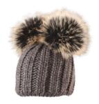 Зимна плетена шапка с помпони, класически антрацит