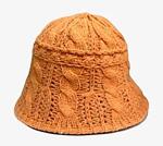 Оранжева шапка идиотка - плетена, зимна