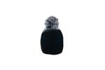Плетена зимна шапка - черна, с ефект зайче