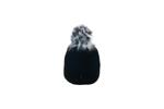 Плетена зимна шапка - черна, с ефект зайче