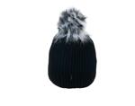 Плетена зимна шапка - черна, с ефект заешко пухче