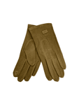 Зелени дамски ръкавици с 5 пръста, памук и полиестер