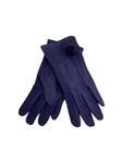Тъмносини дамски ръкавици с пухче в същия цвят