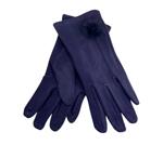 Тъмносини дамски ръкавици с пухче в същия цвят