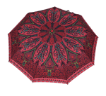 Полуавтоматичен дамски чадър с етно елементи, бордо