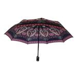 Полуавтоматичен дамски чадър с етно елементи, бордо
