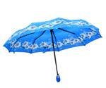 Автоматичен син чадър с бели лилиуми, дамски