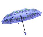 Автоматичен дамски чадър - син, с цветове на клематис