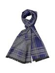 Кариран кашмирен шал за мъже, сиво и синьо