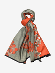 Дамски шал от кашмир с две лица - портокал и сиво