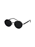 Кръгли слънчеви очила с черна леща и сребриста рамка