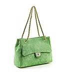 Зелена дамска чанта Verde с метална верижка