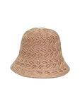 Ажурна дамска шапка от лен и памук, цвят капучино