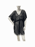 Черно парео от памучна дантела - удобна плажна рокля