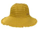 Памучна лятна дамска шапка цвят горчица