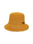 Жълта плетена шапка идиотка от памук и и лен