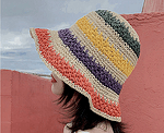 Лятна дамска шапка етно панама с екрю - ръчна изработка