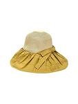 Жълта дамска шапка с периферия от плат и купол от еко слама