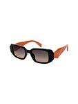 Дамски слънчеви очила с оранжеви дръжки и черна рамка отпред, кафяви стъкла