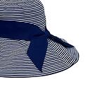 Лятна дамска шапка с периферия и панделка, синьо-сиво рае