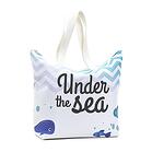 Красива бяла плажна чанта с тематична морска щампа