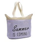Голяма лилава плажна чанта Summer is coming