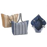 Голяма синя плажна чанта с дръжки, подобни на корабно въже-Copy