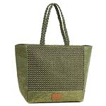 Зелена плажна чанта с плетени дръжки