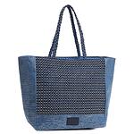 Синя плажна чанта с плетени дръжки