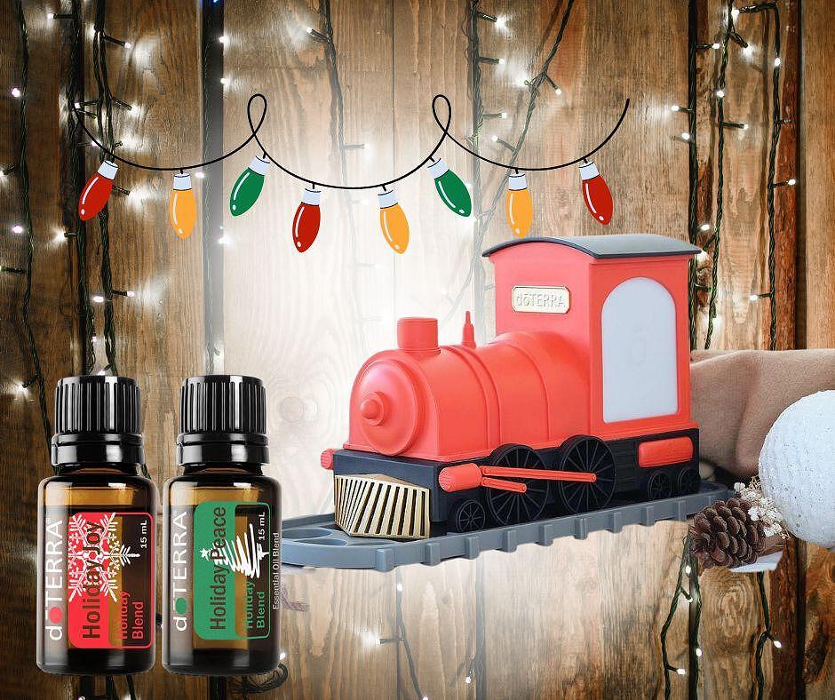 Коледен комплект Дифузер Влак и празнични етерични масла Holiday Joy и Holiday peace doTERRA