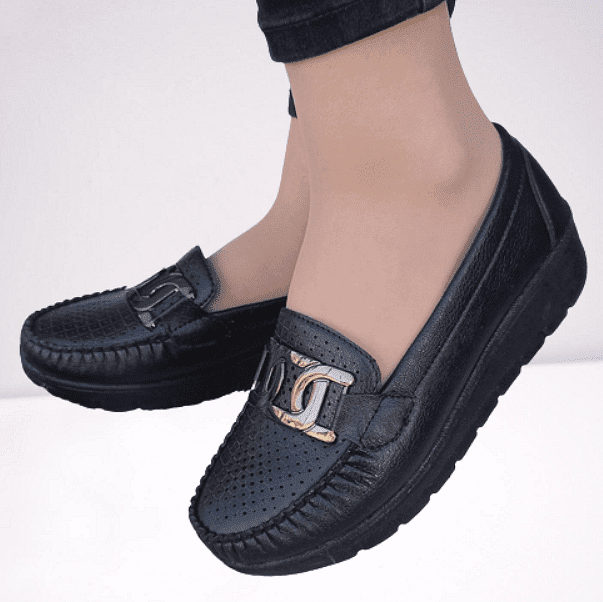 Дамски черни мокасини Ezel Shoes за широки крака