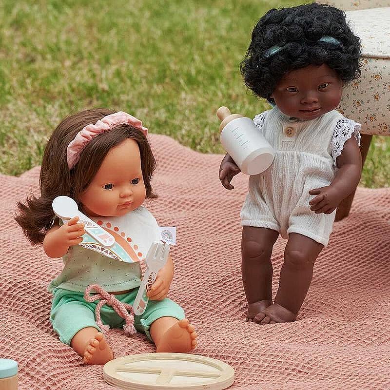 Miniland Дървен комплект за хранене за кукли