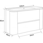 Конзолен PVC шкаф ICP 10046 с умивалник, 100x46x60см