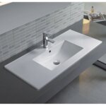 Мивка за баня ICC 9066, монтаж върху плот, порцелан, бял гланц, 91x47x17см