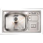 Кухненска мивка ICK 7845 R, алпака, дясна, със сифон, с вграден кош за отпадъци, 78x45см