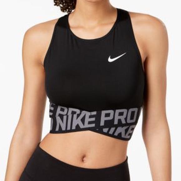 Nike, Къс топ Dri Fit с изрязан гръб, Черен