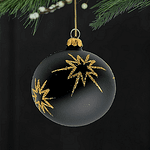 Коледна топка, черна със златна декорация 9,5 см. ръчна изработка 1606-201