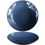 Порцеланова чиния дълбока, тъмно синя със сив отенък 22 см. внос Португалия, преоценка